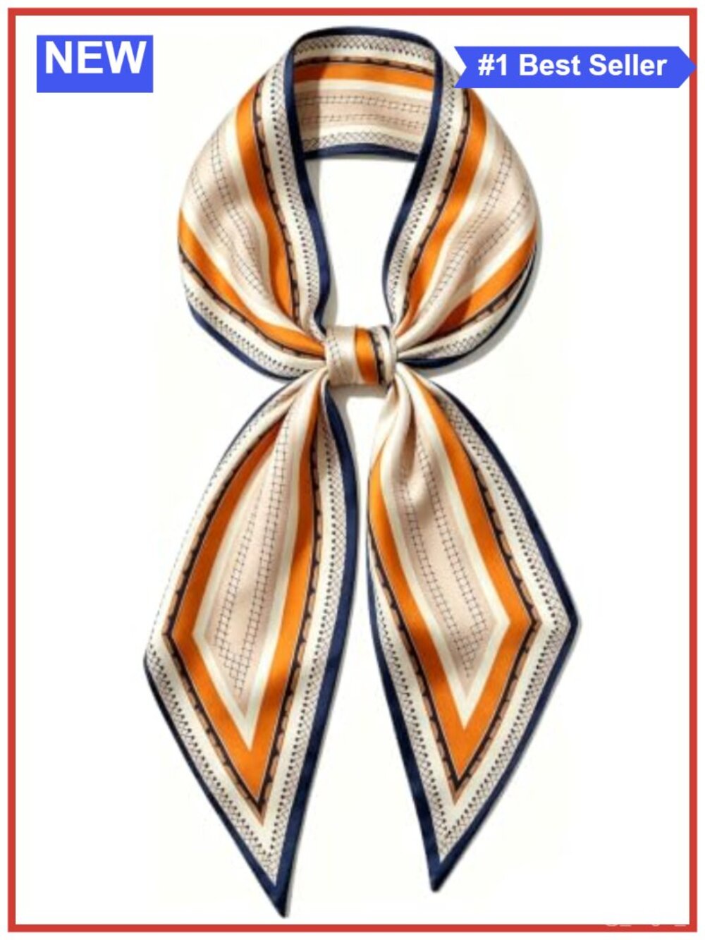Women's Western Long Neck Scarf Silk Polyester Stripe 59in